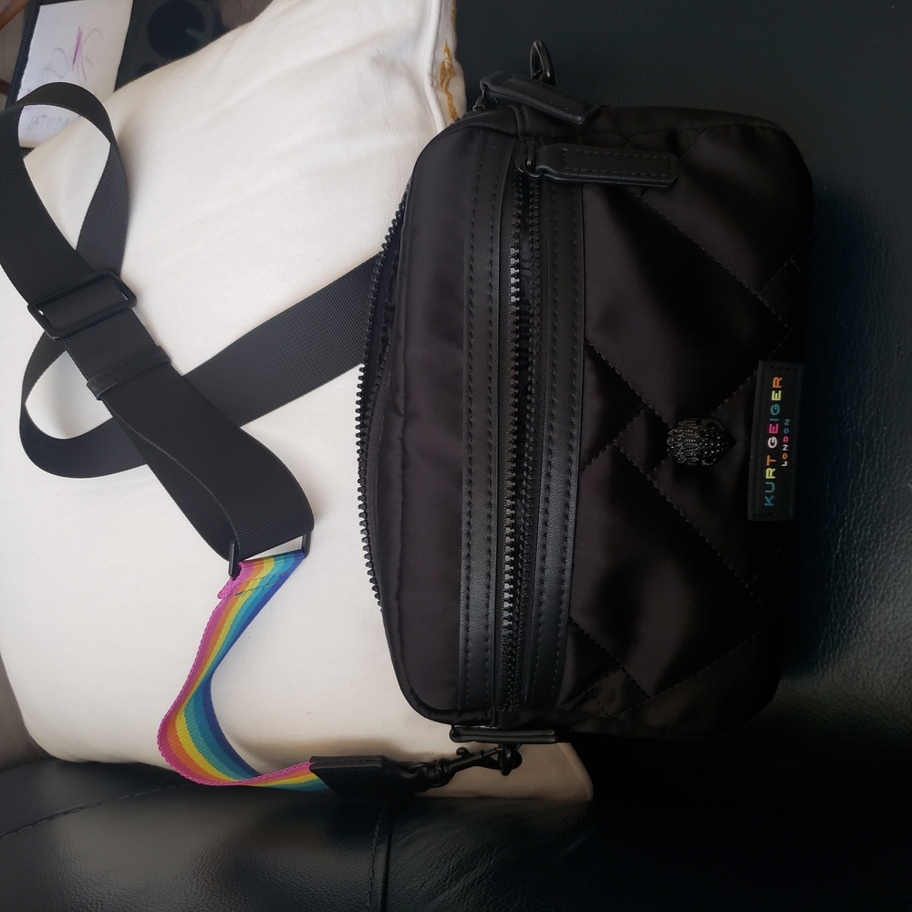 Kurt Geiger Black Rainbow Strap Crossbody Bag - Picture 4 of 10